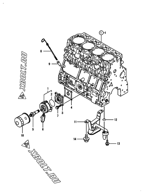  Система смазки двигателя Yanmar 4TNV106T-GGEA