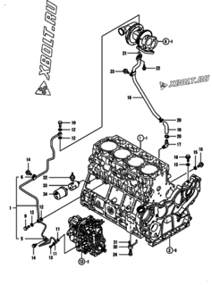  Двигатель Yanmar 4TNV106T-GGEA, узел -  Система смазки 