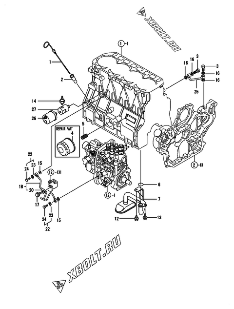  Система смазки двигателя Yanmar 4TNV98-NSA01
