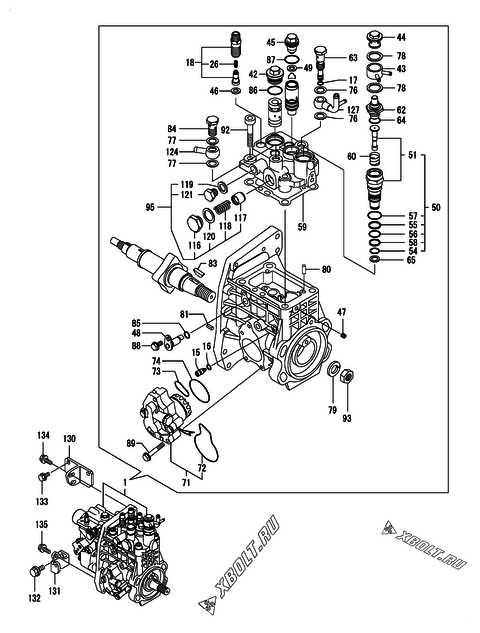  Топливный насос высокого давления (ТНВД) двигателя Yanmar 4TNV98-NSA01