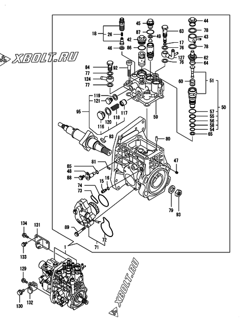  Топливный насос высокого давления (ТНВД) двигателя Yanmar 4TNV98T-NSA01