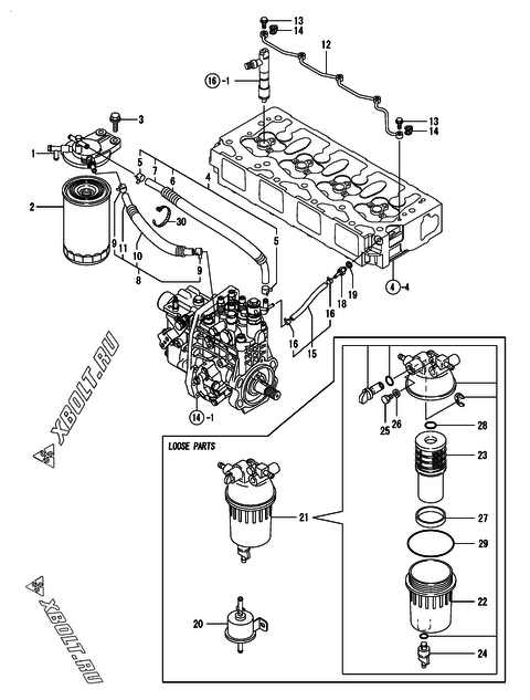  Топливопровод двигателя Yanmar 4TNV98T-NSA01