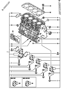  Двигатель Yanmar 4TNV84T-DSA01, узел -  Блок цилиндров 
