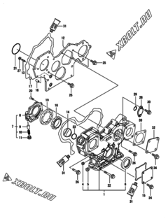  Двигатель Yanmar 4TNV84T-DSA01, узел -  Корпус редуктора 