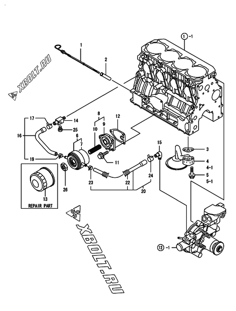  Система смазки двигателя Yanmar 4TNV84T-DSA01