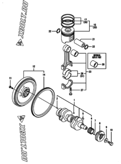  Двигатель Yanmar 3TNV88-BDLM, узел -  Коленвал и поршень 