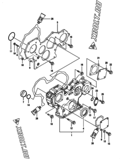  Двигатель Yanmar 3TNV88-BDCR, узел -  Корпус редуктора 