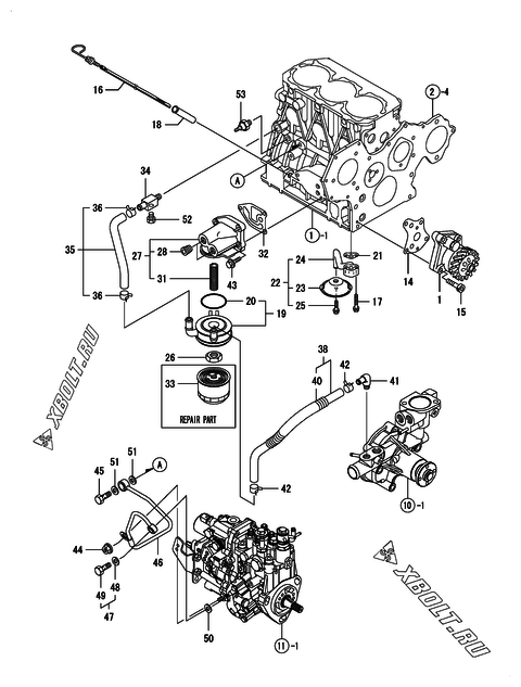  Система смазки двигателя Yanmar 3TNV88-BDCR