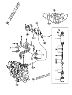  Двигатель Yanmar 3TNV88-BDCR, узел -  Форсунка 