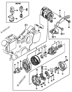  Двигатель Yanmar 3TNV88-BDCR, узел -  Генератор 