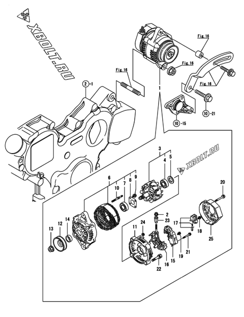  Генератор двигателя Yanmar 3TNV88-BDCR