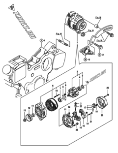  Двигатель Yanmar 3TNV88-BDCR, узел -  Генератор 