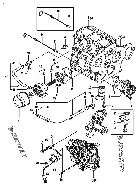  Система смазки двигателя Yanmar 3TNV82A-BDYE