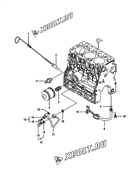  Система смазки двигателя Yanmar 3TNV70-HPGE