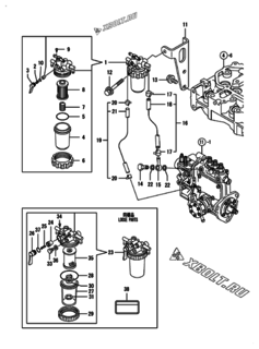  Двигатель Yanmar 3TNV70-HPGE, узел -  Топливопровод 