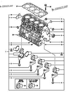  Двигатель Yanmar 4TNV84T-ZXLAN, узел -  Блок цилиндров 