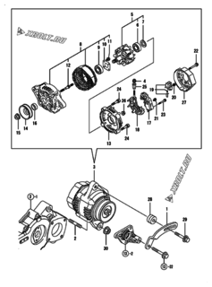  Двигатель Yanmar 4TNV84T-ZXLAN, узел -  Генератор 