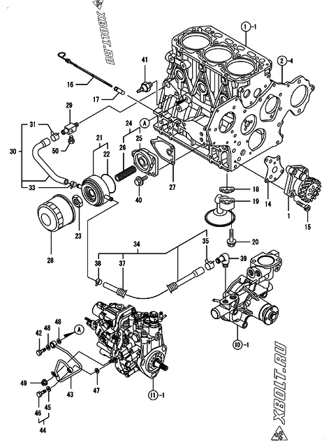  Система смазки двигателя Yanmar 3TNV88-BDSAC