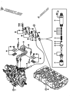  Двигатель Yanmar 3TNV88-BDSAT, узел -  Форсунка 