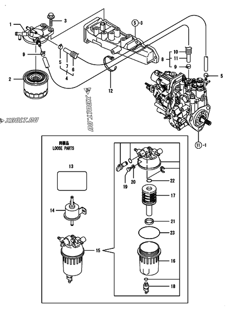  Топливопровод двигателя Yanmar 3TNV88-BDSA