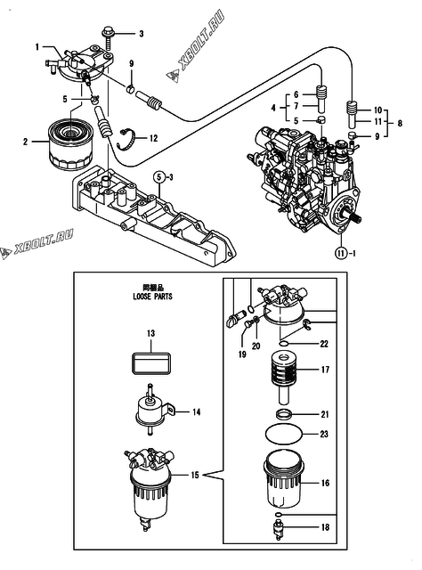  Топливопровод двигателя Yanmar 4TNV88-BDSA