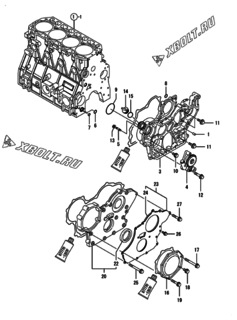  Двигатель Yanmar 4TNV98T-ZGGE, узел -  Корпус редуктора 