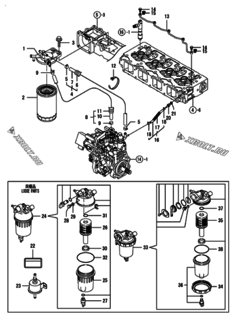  Двигатель Yanmar 4TNV98T-ZGGE, узел -  Топливопровод 