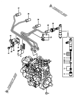  Двигатель Yanmar 4TNV98-GGEC, узел -  Форсунка 