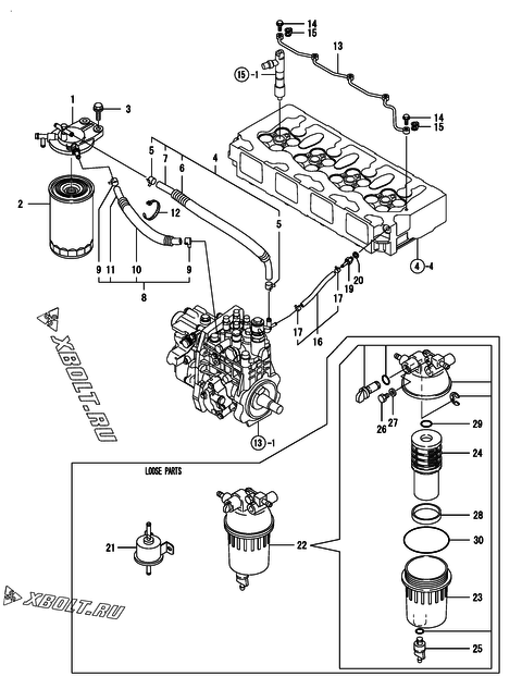  Топливопровод двигателя Yanmar 4TNV98T-GGEC