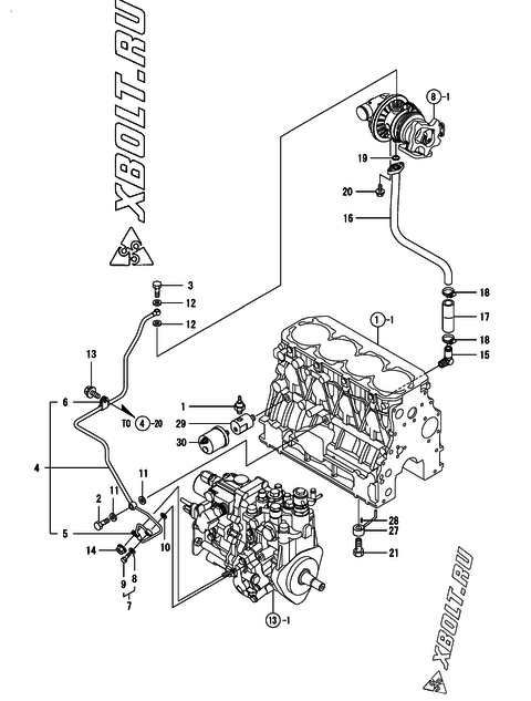  Система смазки двигателя Yanmar 4TNV84T-GGE2
