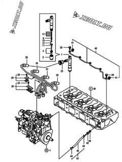  Двигатель Yanmar 4TNV84T-GGE2, узел -  Форсунка 
