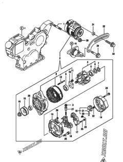  Двигатель Yanmar 4TNV84T-GGE2, узел -  Генератор 