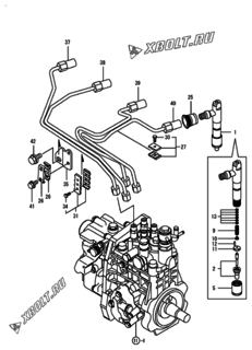  Двигатель Yanmar 4TNV98-GGE2, узел -  Форсунка 