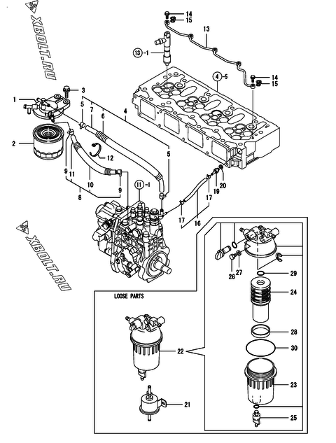  Топливопровод двигателя Yanmar 4TNV98-GGE2