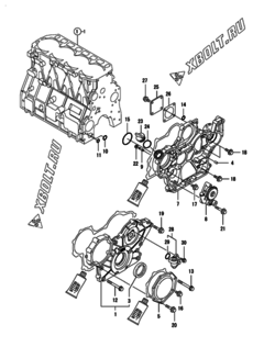  Двигатель Yanmar 4TNV98T-GGE2, узел -  Корпус редуктора 