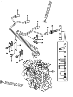  Двигатель Yanmar 4TNV106-GGE2, узел -  Форсунка 