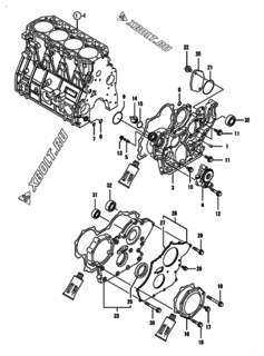  Двигатель Yanmar 4TNV98T-ZNSA2D, узел -  Корпус редуктора 
