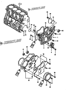  Двигатель Yanmar 4TNV98-ZNSA2D, узел -  Корпус редуктора 