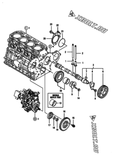  Двигатель Yanmar 4TNV84T-ZDSA3DT, узел -  Распредвал и приводная шестерня 