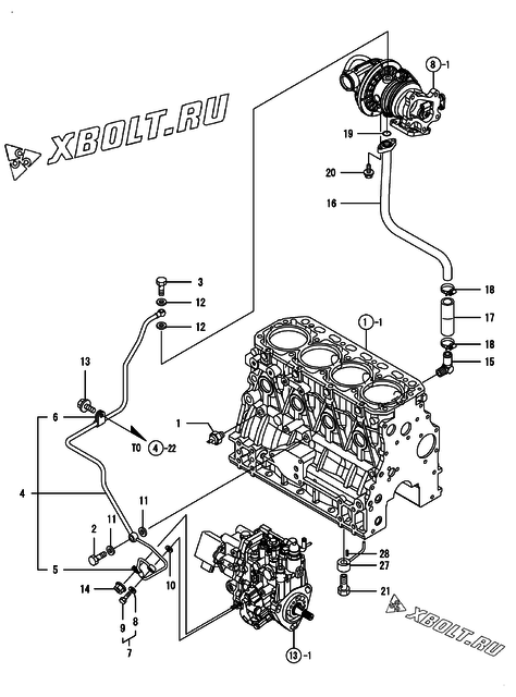  Система смазки двигателя Yanmar 4TNV84T-ZDSA3DT