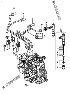  Двигатель Yanmar 4TNV94L-BVYU, узел -  Форсунка 