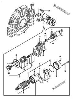  Двигатель Yanmar 4TNV94L-BVYU, узел -  Стартер 