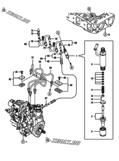  Двигатель Yanmar 3TNV82A-BDMHS, узел -  Форсунка 