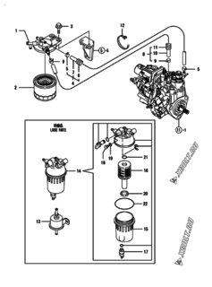  Двигатель Yanmar 3TNV82A-BDMHS, узел -  Топливопровод 