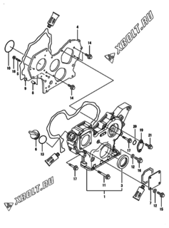  Двигатель Yanmar 3TNV82A-BPMS, узел -  Корпус редуктора 