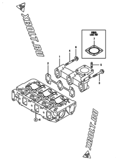  Двигатель Yanmar 3TNV82A-BPMS, узел -  Выпускной коллектор 