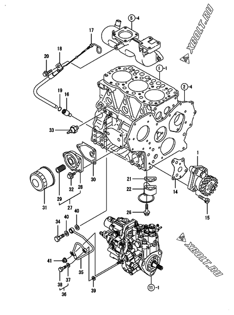 Система смазки двигателя Yanmar 3TNV82A-BPMSF