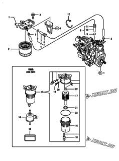  Двигатель Yanmar 3TNV82A-BPMS, узел -  Топливопровод 