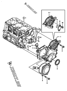  Двигатель Yanmar 3TNM68-HGEP, узел -  Корпус редуктора 