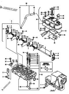  Двигатель Yanmar 3TNV84T-BGKM, узел -  Головка блока цилиндров (ГБЦ) 